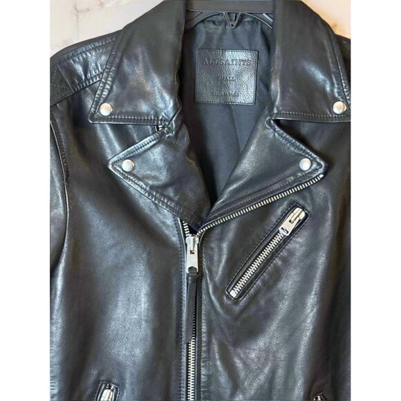 AllSaints Black Sheep Leather Moto Jacket - Picture 2 of 5